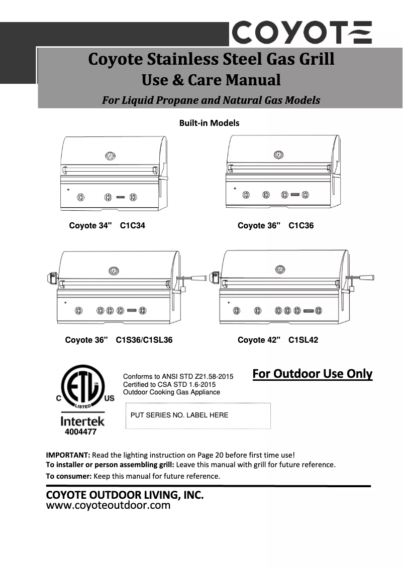 Imagen de la primera página del manual del dispositivo C1C34NG
