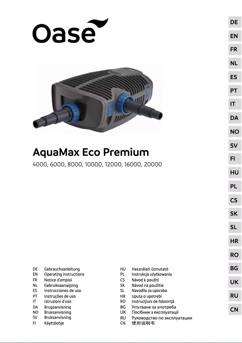 Página 1 del manual Manual de usuario Oase AquaMax Eco Premium 12000
