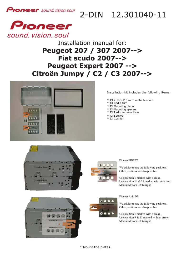 Página 1 del manual Manual de usuario Pioneer 12.301040-11