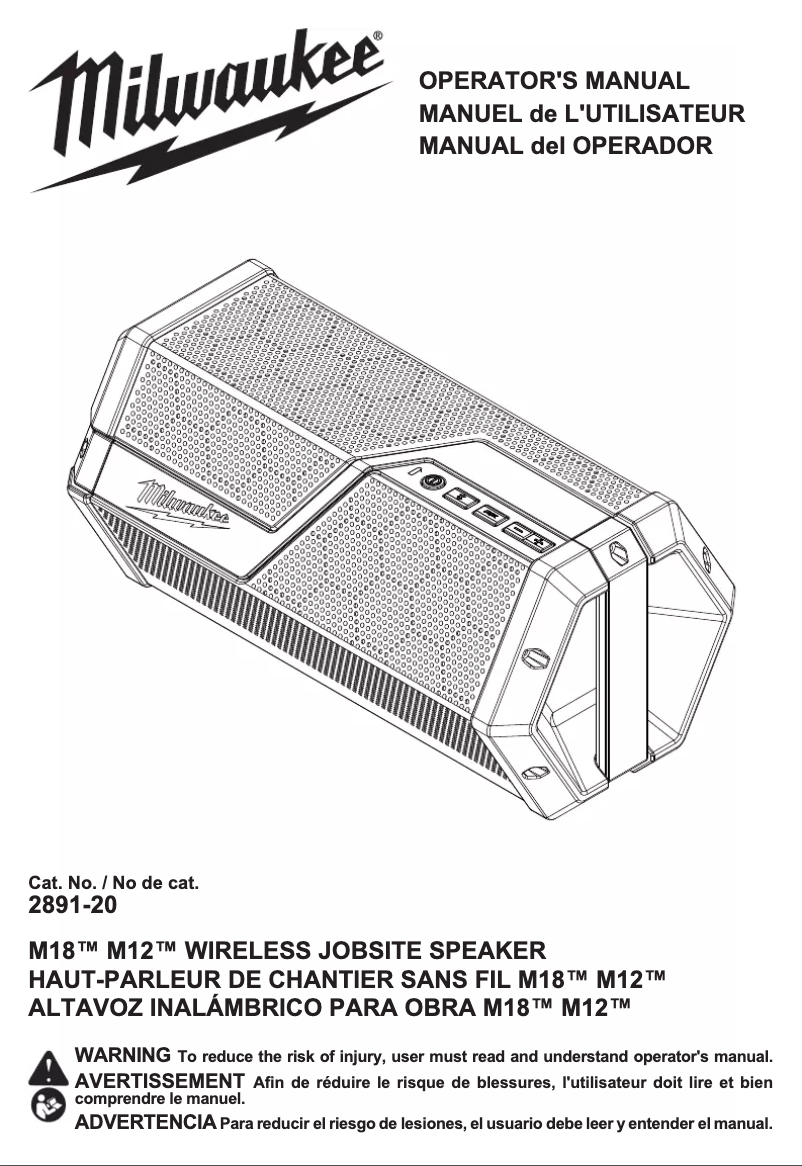 Página 1 del manual Manual de usuario Milwaukee 2891-20