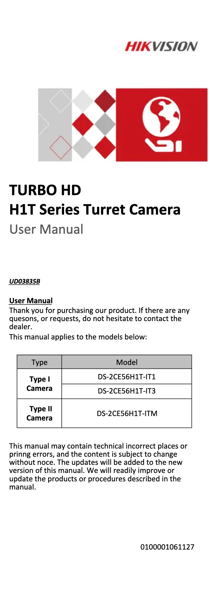 Imagen de la primera página del manual del dispositivo DS-2CE56H1T-ITM