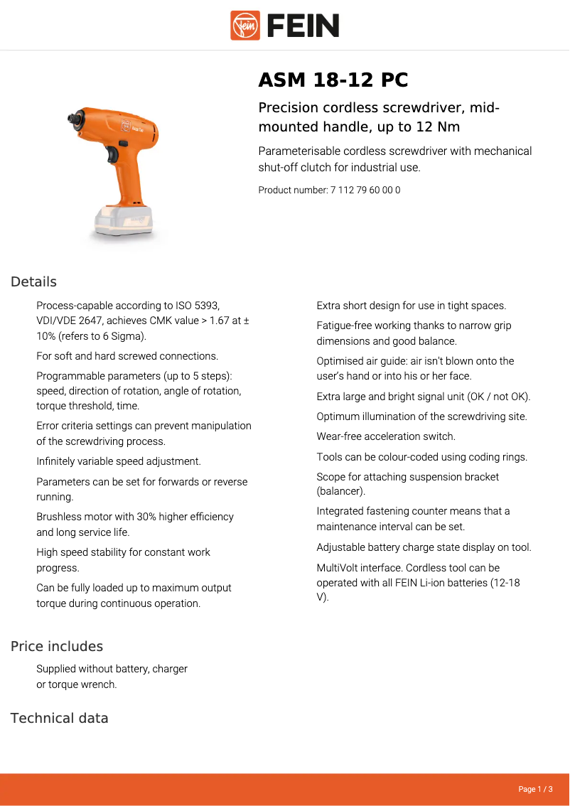 Imagen de la primera página del manual del dispositivo ASM 18-12 PC