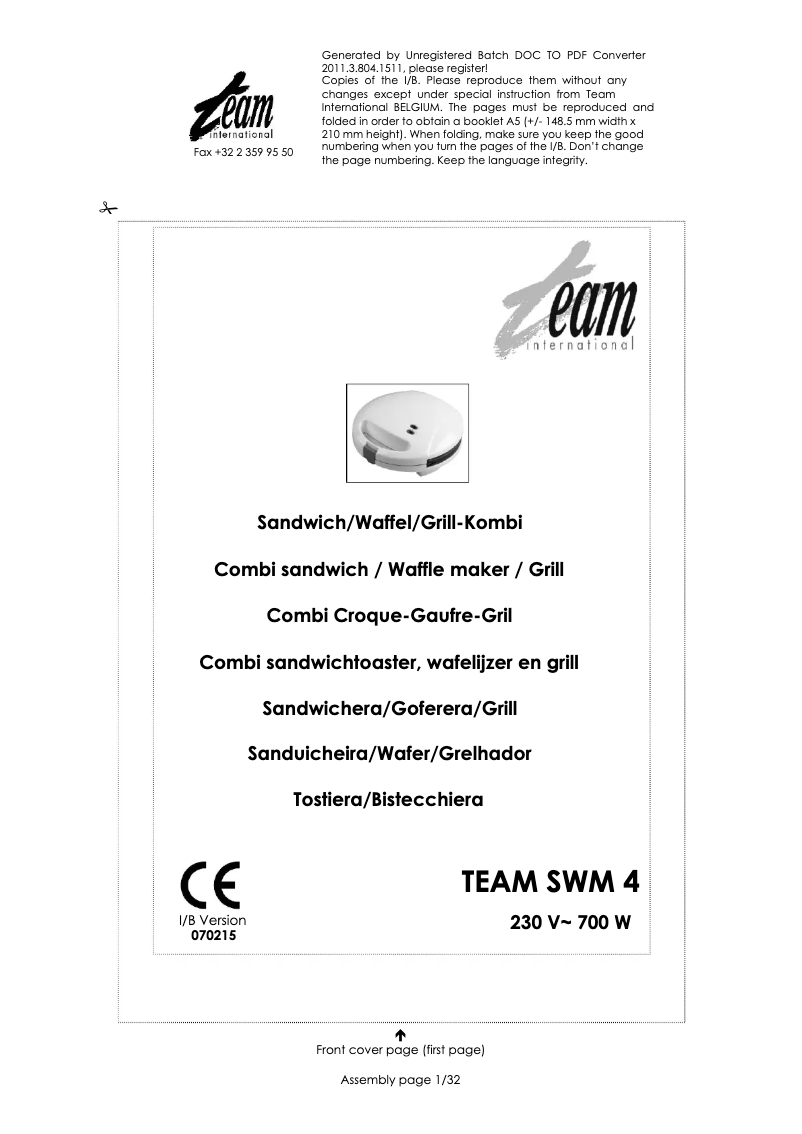 Página 1 del manual Manual de usuario Team SWM 4