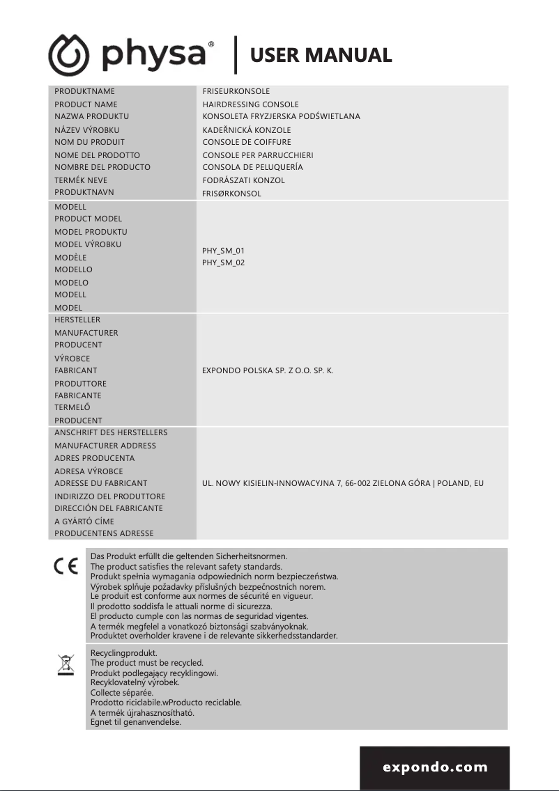 Imagen de la primera página del manual del dispositivo PHY_SM_01