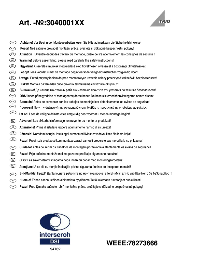 Imagen de la primera página del manual del dispositivo Zucca 304000106