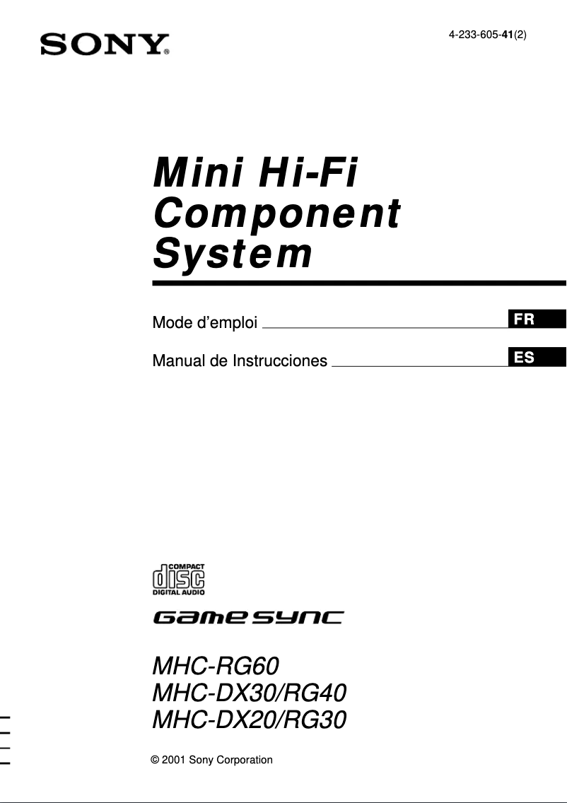 Imagen de la primera página del manual del dispositivo MHC-DX20