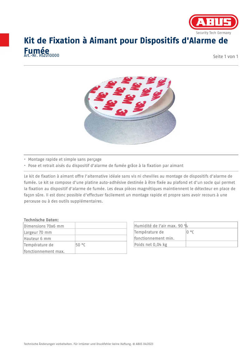 Imagen de la primera página del manual del dispositivo HSZU10000