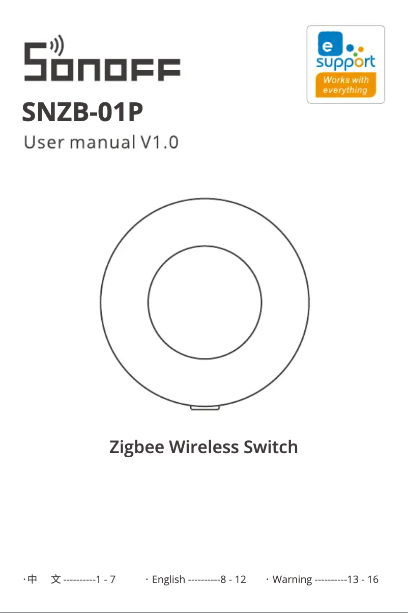 Página 1 del manual Manual de usuario Sonoff SNZB-01P