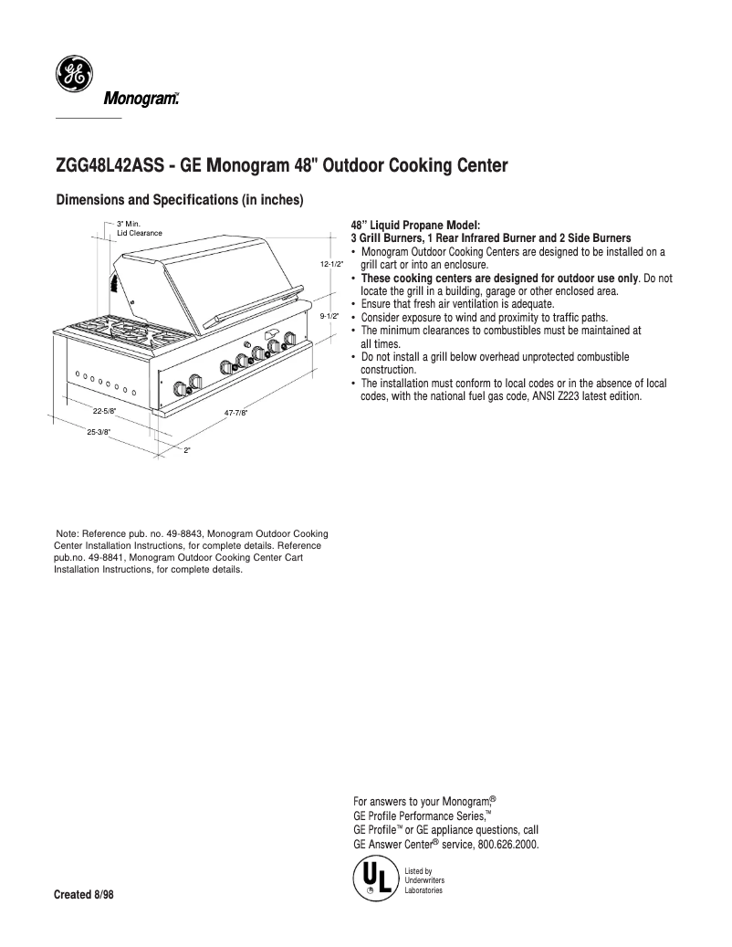Imagen de la primera página del manual del dispositivo ZGG48L42ASS