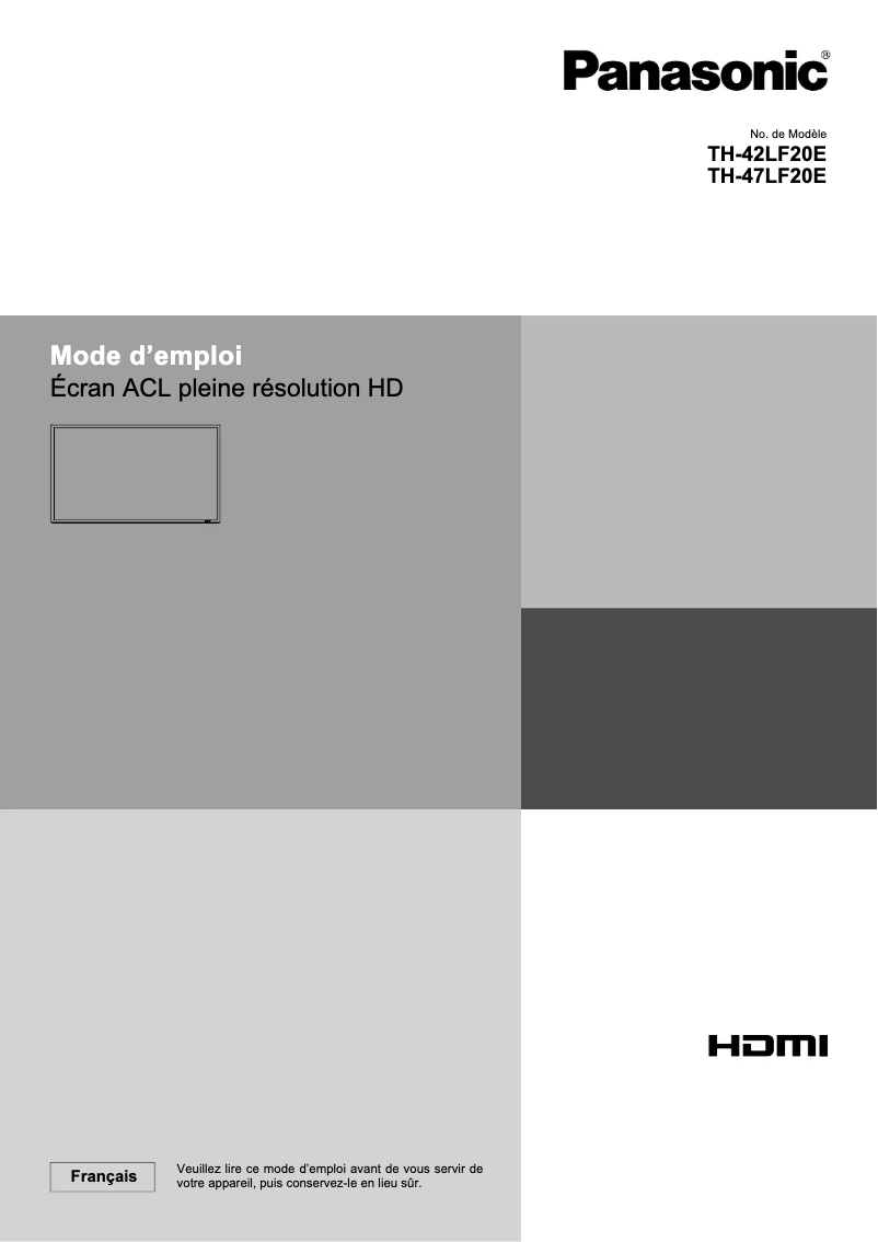 Imagen de la primera página del manual del dispositivo TH-47LF20E