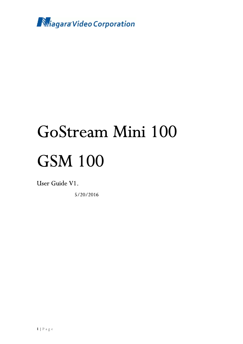 Imagen de la primera página del manual del dispositivo GoStream Mini 100 GSM 100