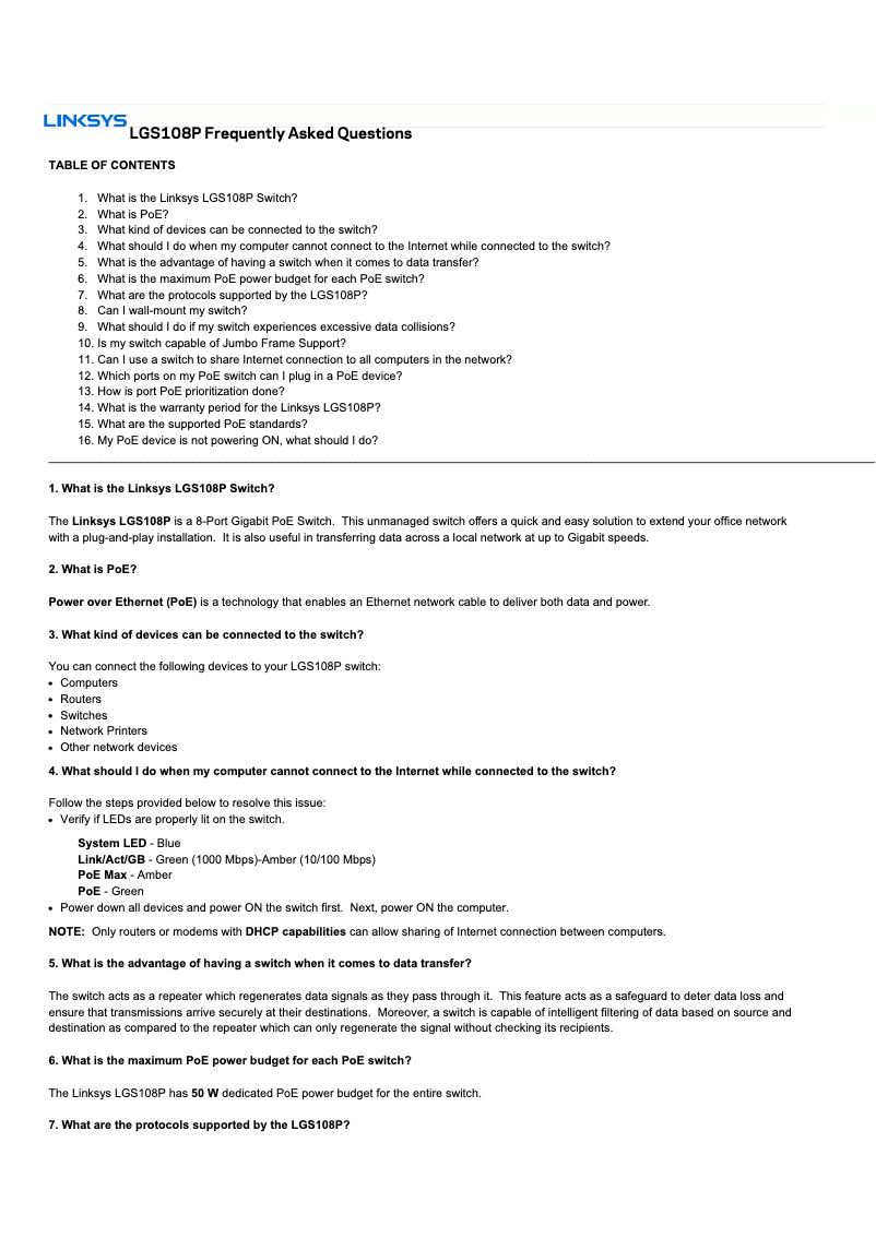 Imagen de la primera página del manual del dispositivo LGS108P