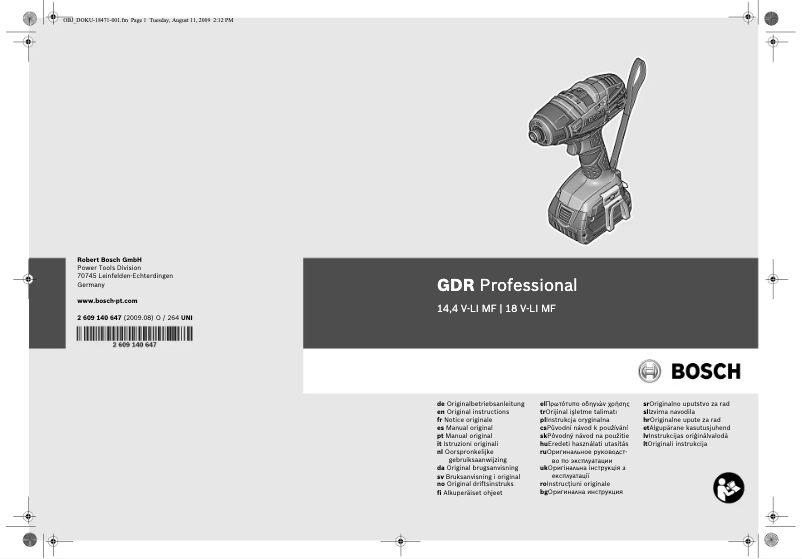 Página nº 1 - Manual de usuario Bosch GDR 14,4 V-LI MF Professional