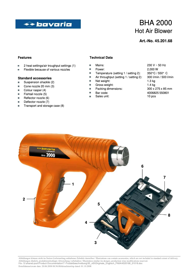 Página 1 del manual Manual de usuario Bavaria by Einhell BHA 2000