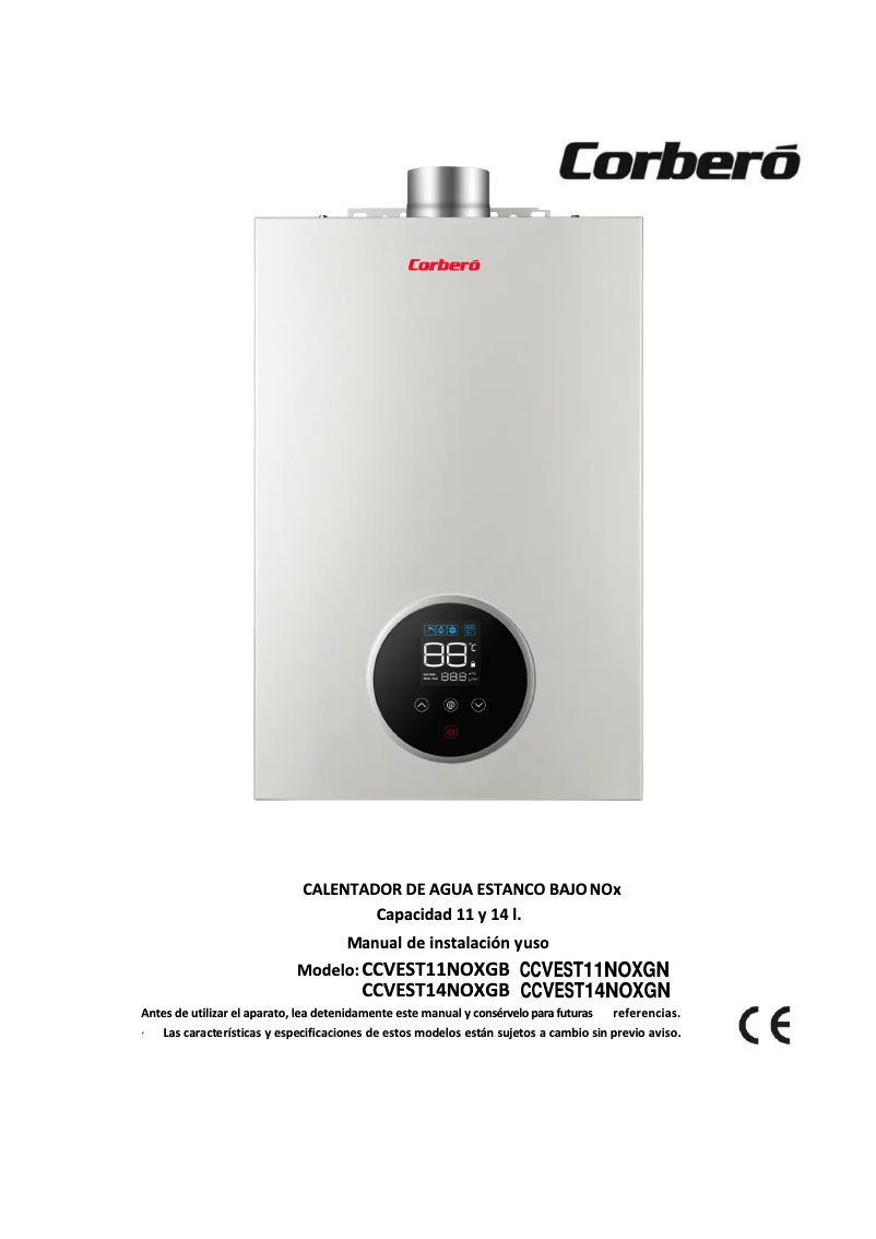 Página nº 1 - Manual de usuario Corbero CCVEST14NOXGN