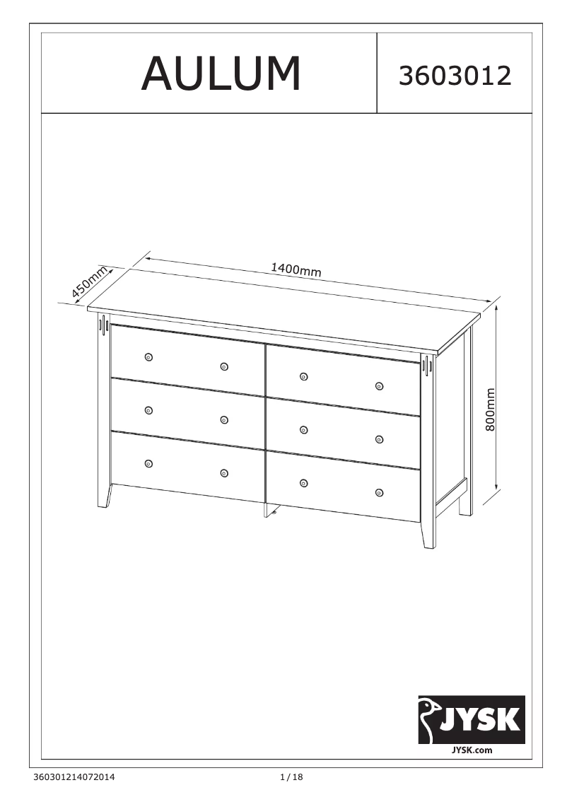 Página 1 del manual Manual de usuario JYSK Aulum (140x80x45)