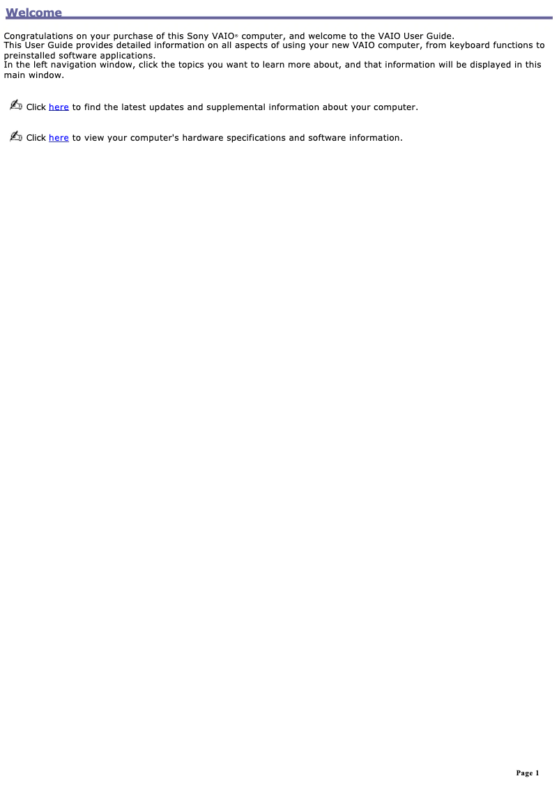 Imagen de la primera página del manual del dispositivo Vaio PCG-NV190P