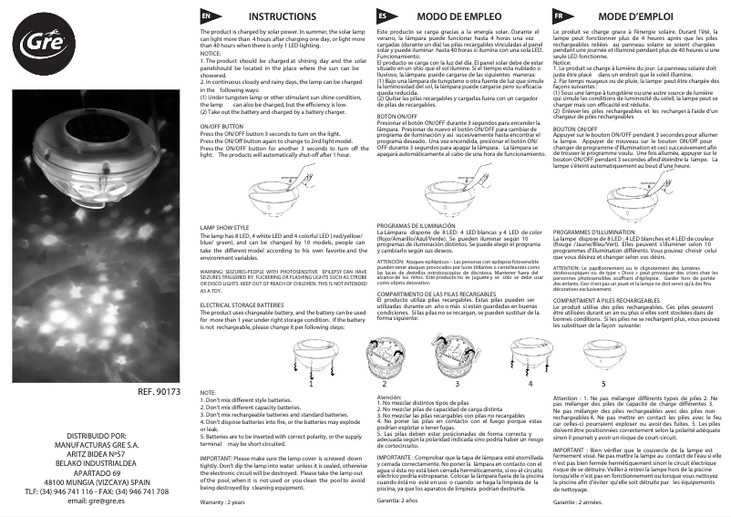 Página nº 1 - Manual de usuario Gre 90173