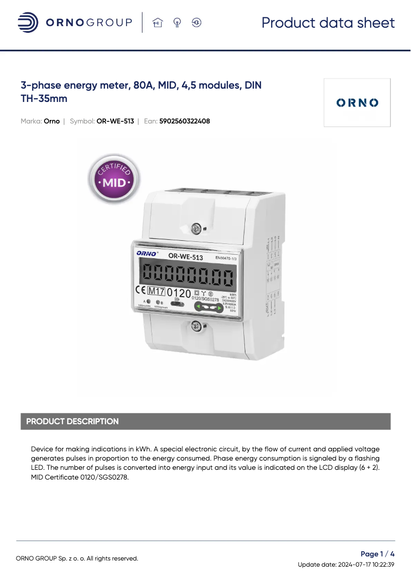 Imagen de la primera página del manual del dispositivo OR-WE-513
