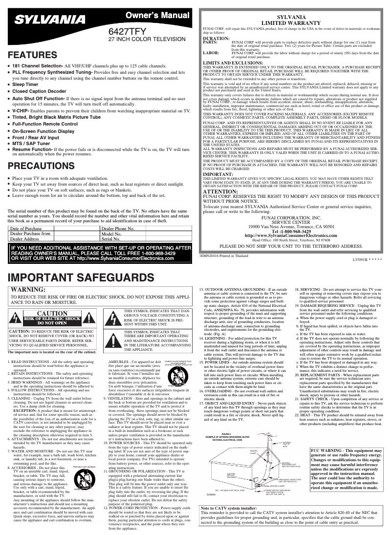 Imagen de la primera página del manual del dispositivo 6427TFY