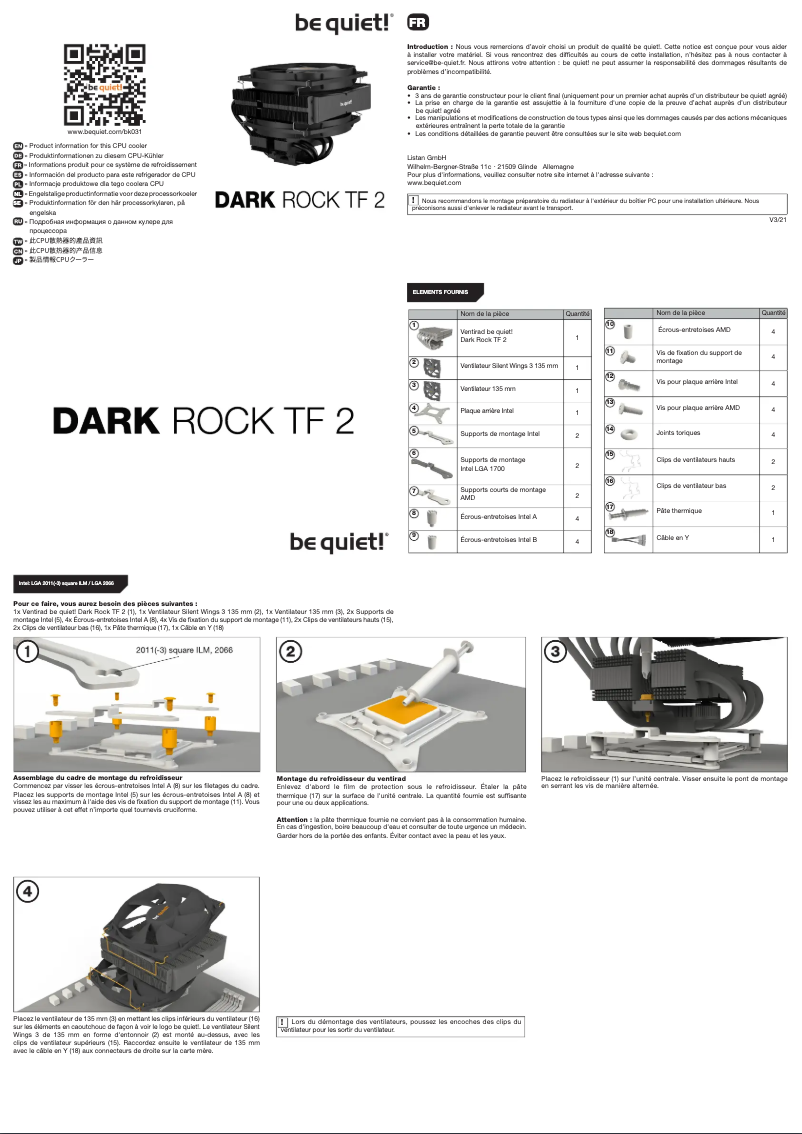 Página nº 1 - Manual de usuario Be Quiet! Dark Rock Tf 2