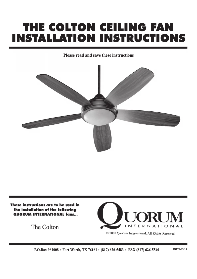 Página nº 1 - Manual de usuario Quorum International Colton 36525-9186