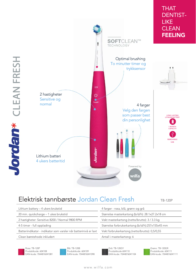 Imagen de la primera página del manual del dispositivo Jordan Clean Fresh TB-120GR