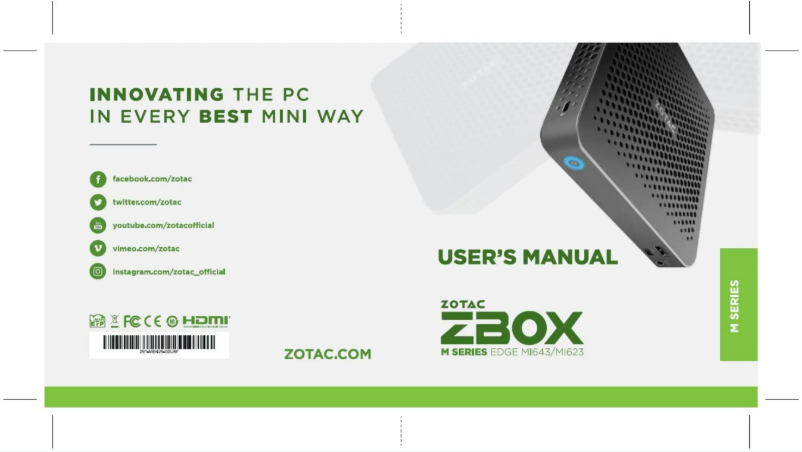 Página 1 del manual Manual de usuario Zotac ZBOX edge MI623