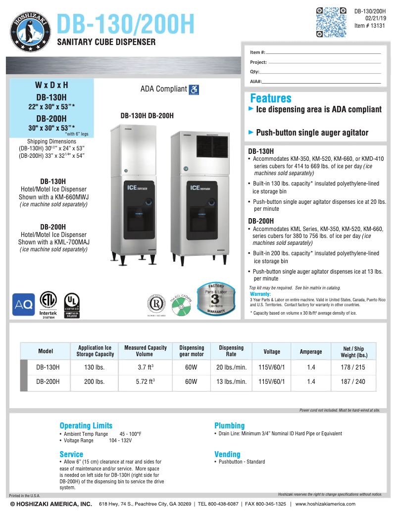 Imagen de la primera página del manual del dispositivo DB-130H