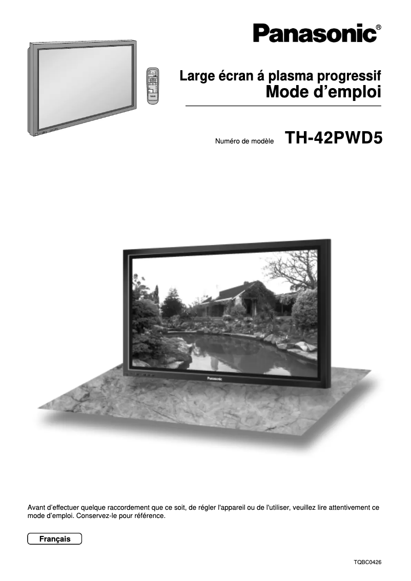 Imagen de la primera página del manual del dispositivo TH-42PWD5RY