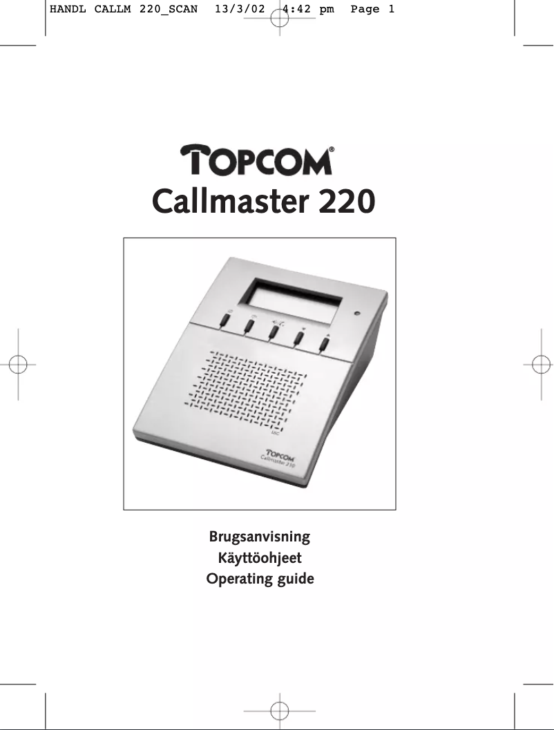Página 1 del manual Manual de usuario Topcom Callmaster 220