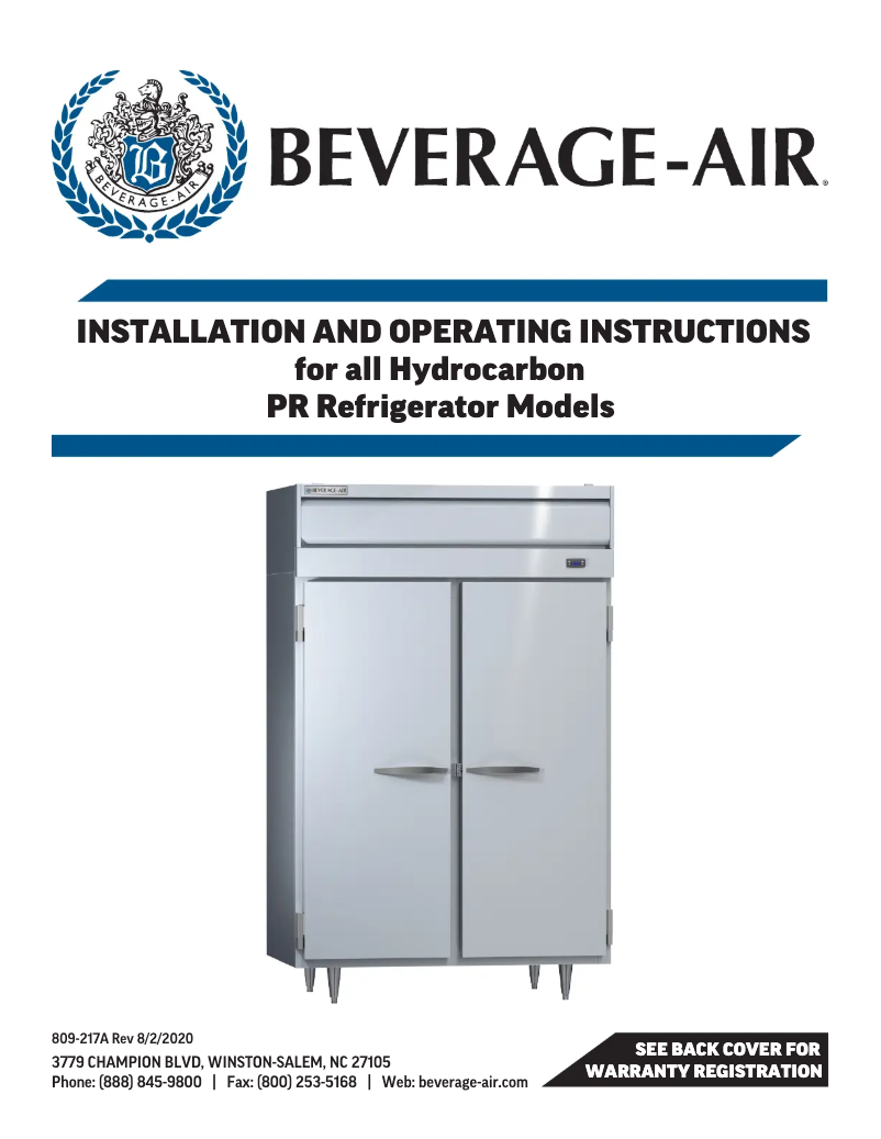 Página 1 del manual Manual de usuario Beverage-Air PRD1HC-1BHG