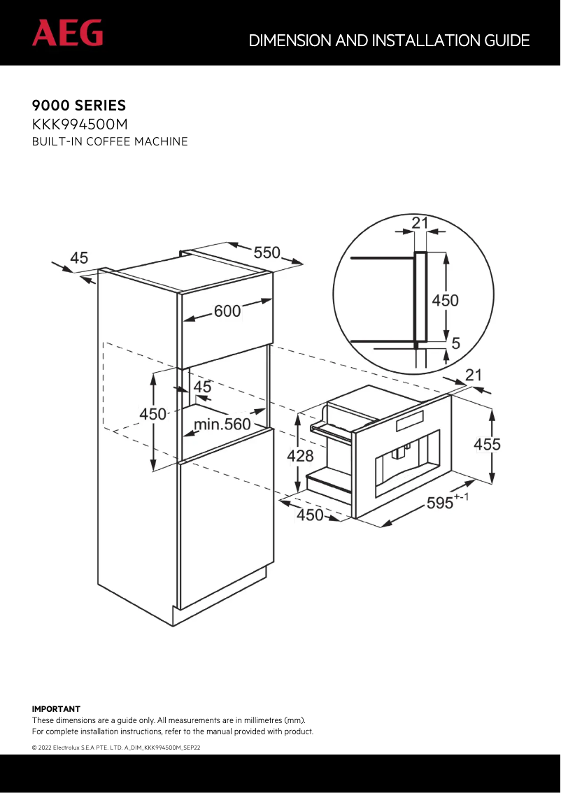 Página nº 1 - Dibujo técnico AEG KKK994500M