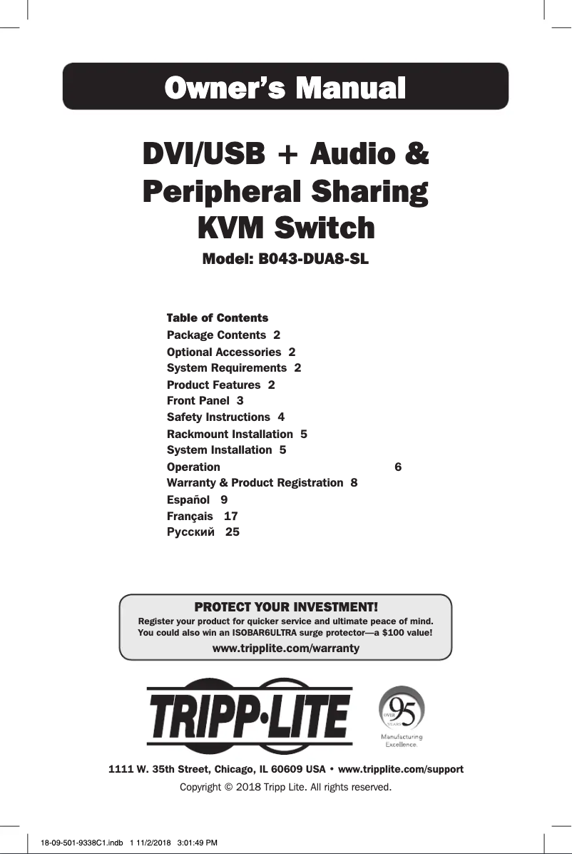 Imagen de la primera página del manual del dispositivo B043-DUA8-SL