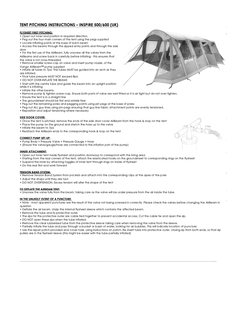 Página nº 1 - Manual de usuario Vango Inspire 500