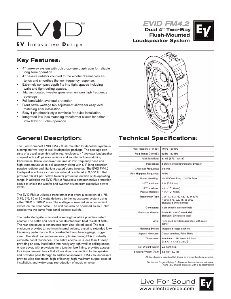 Imagen de la primera página del manual del dispositivo Evid FM 4.2