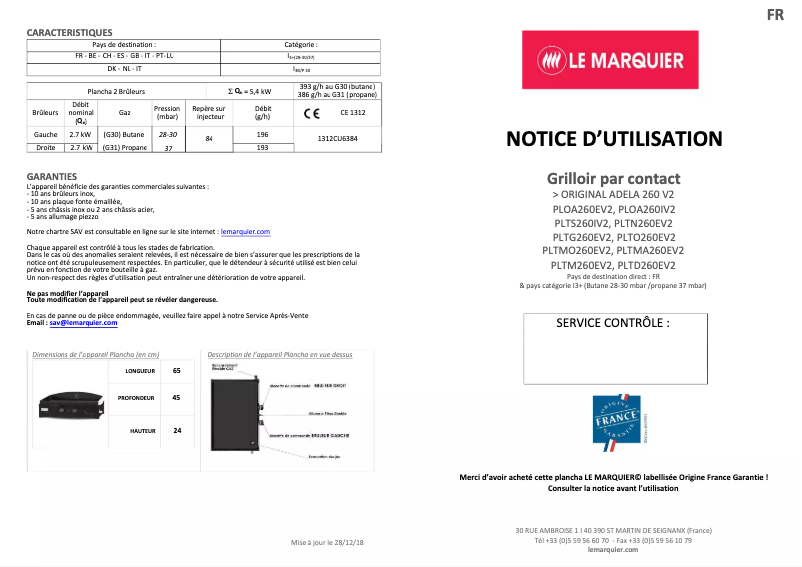 Imagen de la primera página del manual del dispositivo Adela 260