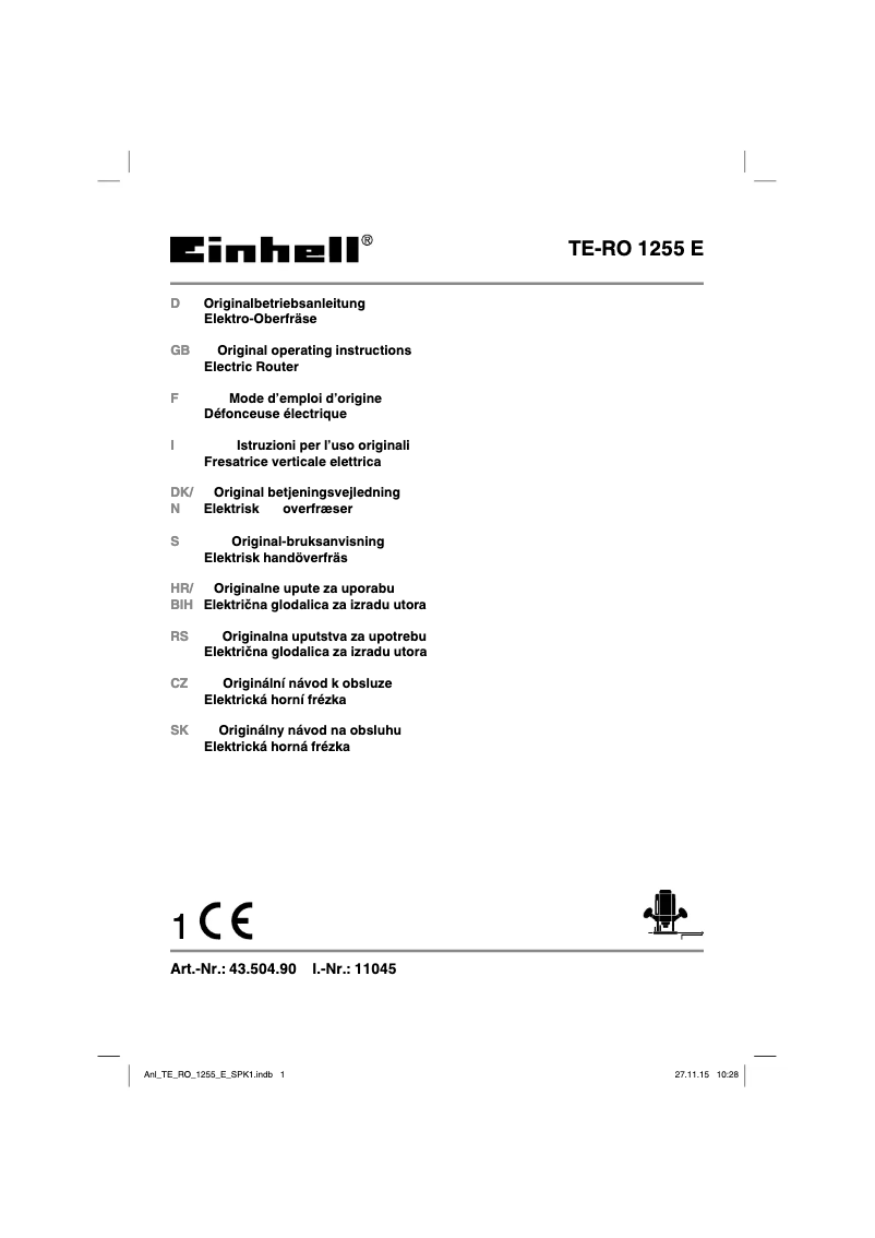 Página nº 1 - Manual de usuario Einhell TE-RO 1255 E