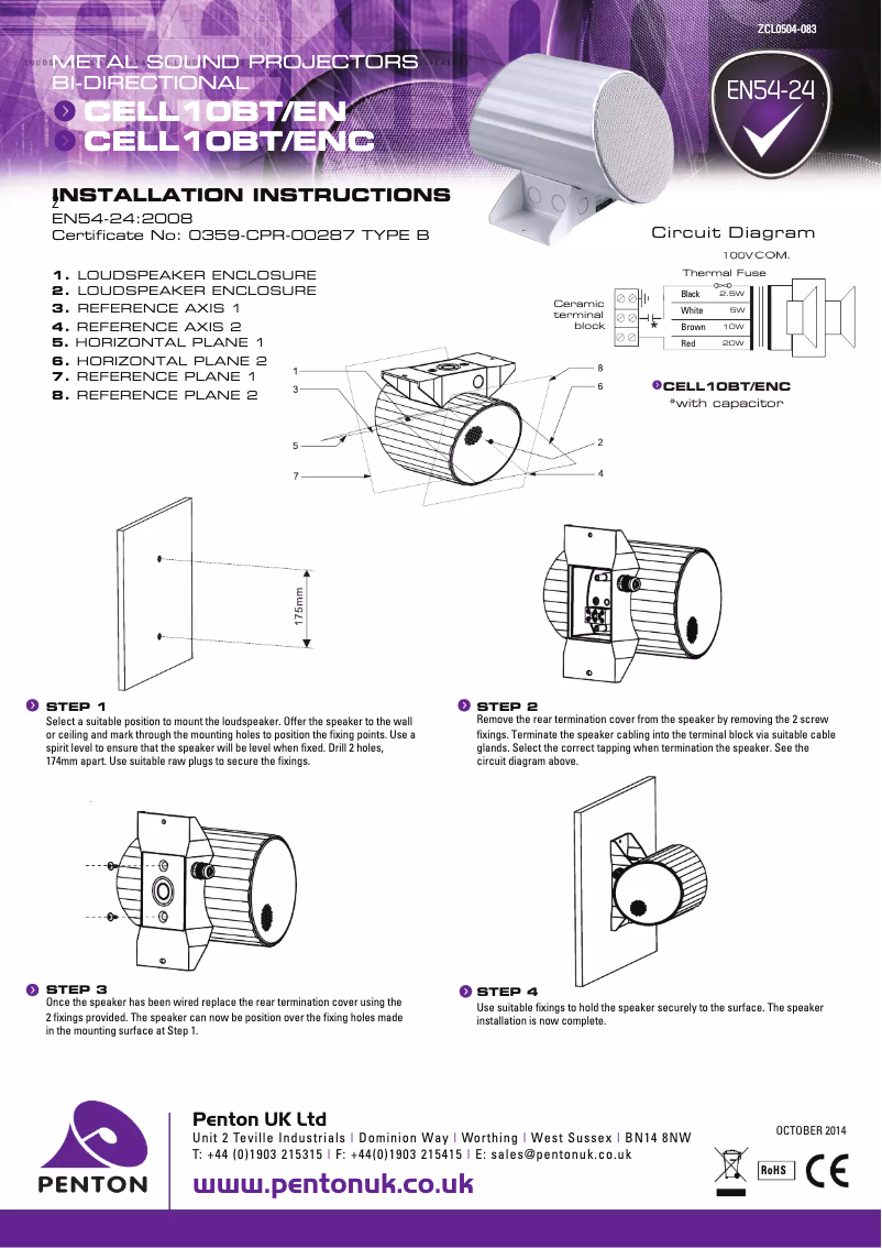 Imagen de la primera página del manual del dispositivo CELL10BT/EN