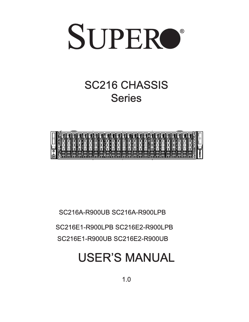 Imagen de la primera página del manual del dispositivo SuperChassis 216E2-R900UB