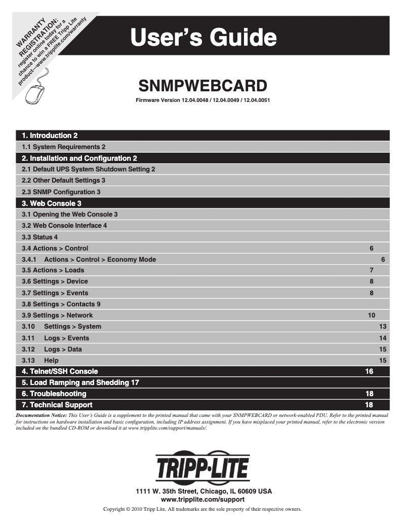 Imagen de la primera página del manual del dispositivo SNMPWEBSOLOHV