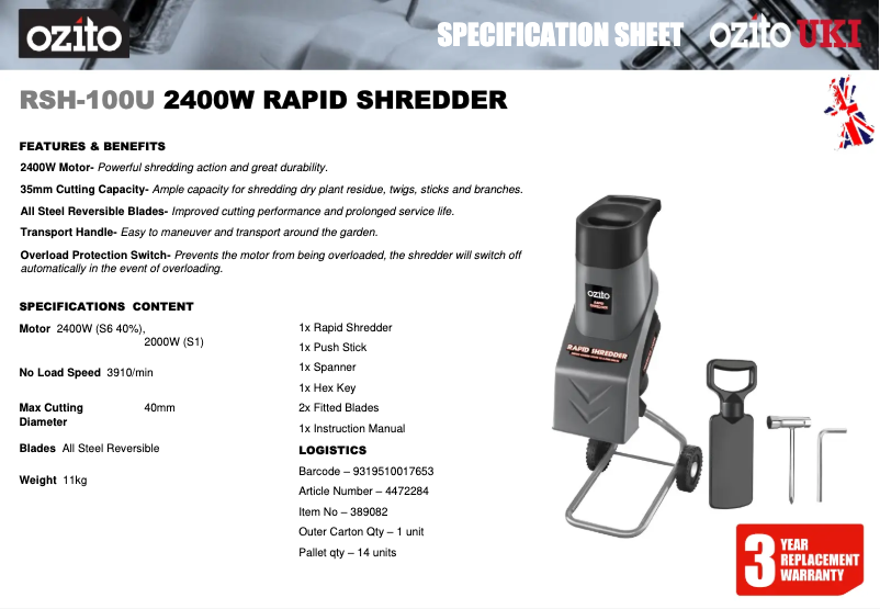 Imagen de la primera página del manual del dispositivo RSH-100U