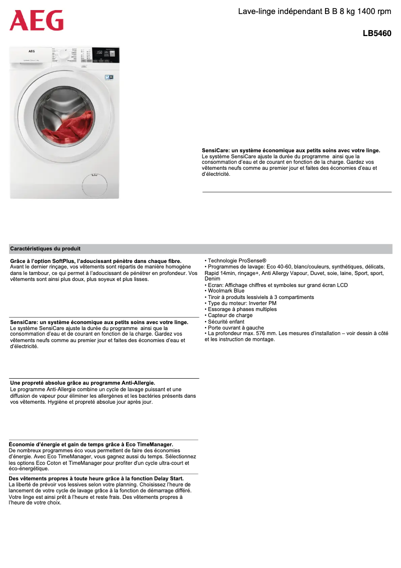 Imagen de la primera página del manual del dispositivo LB5460