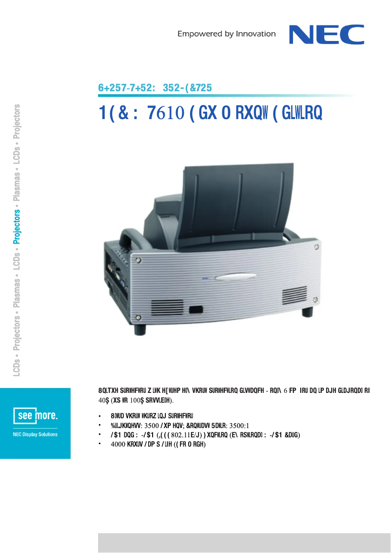 Página 1 del manual Ficha técnica NEC WT610