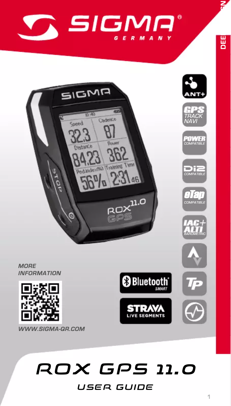 Página nº 1 - Manual de usuario Sigma ROX GPS 11.0