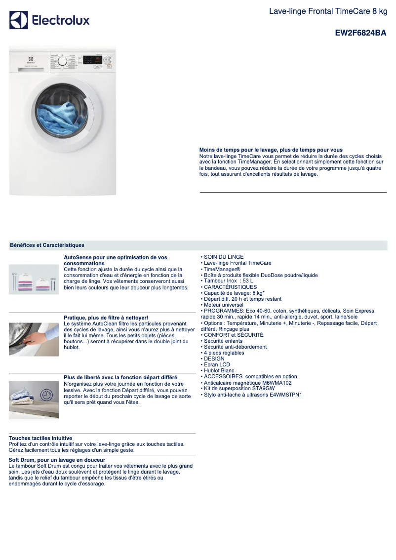 Página 1 del manual Ficha técnica Electrolux EW2F6824BA