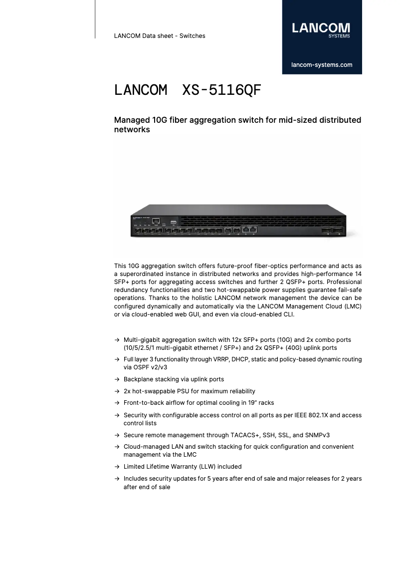 Página 1 del manual Ficha técnica Lancom XS-5116QF