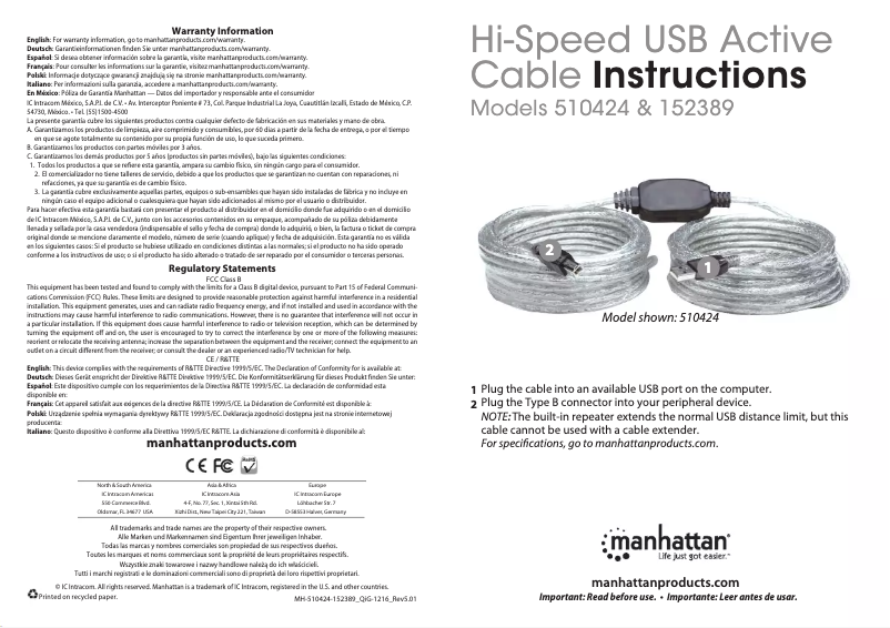 Página 1 del manual Manual de usuario Manhattan 510424