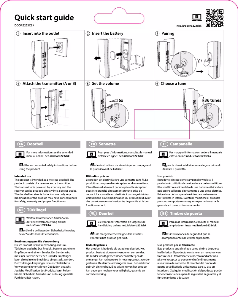 Página 1 del manual Manual de usuario Nedis DOORB223CBK
