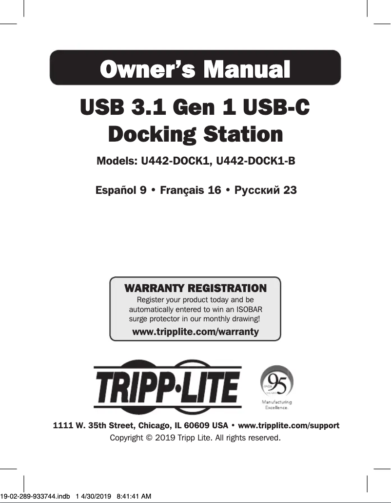 Página 1 del manual Manual de usuario Tripp Lite U442-DOCK1-B
